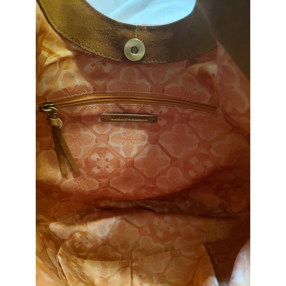 Lucky Brand Nyra Honey Tan Suede Fringe Leather Hobo Shoulder Bag Boho NWT